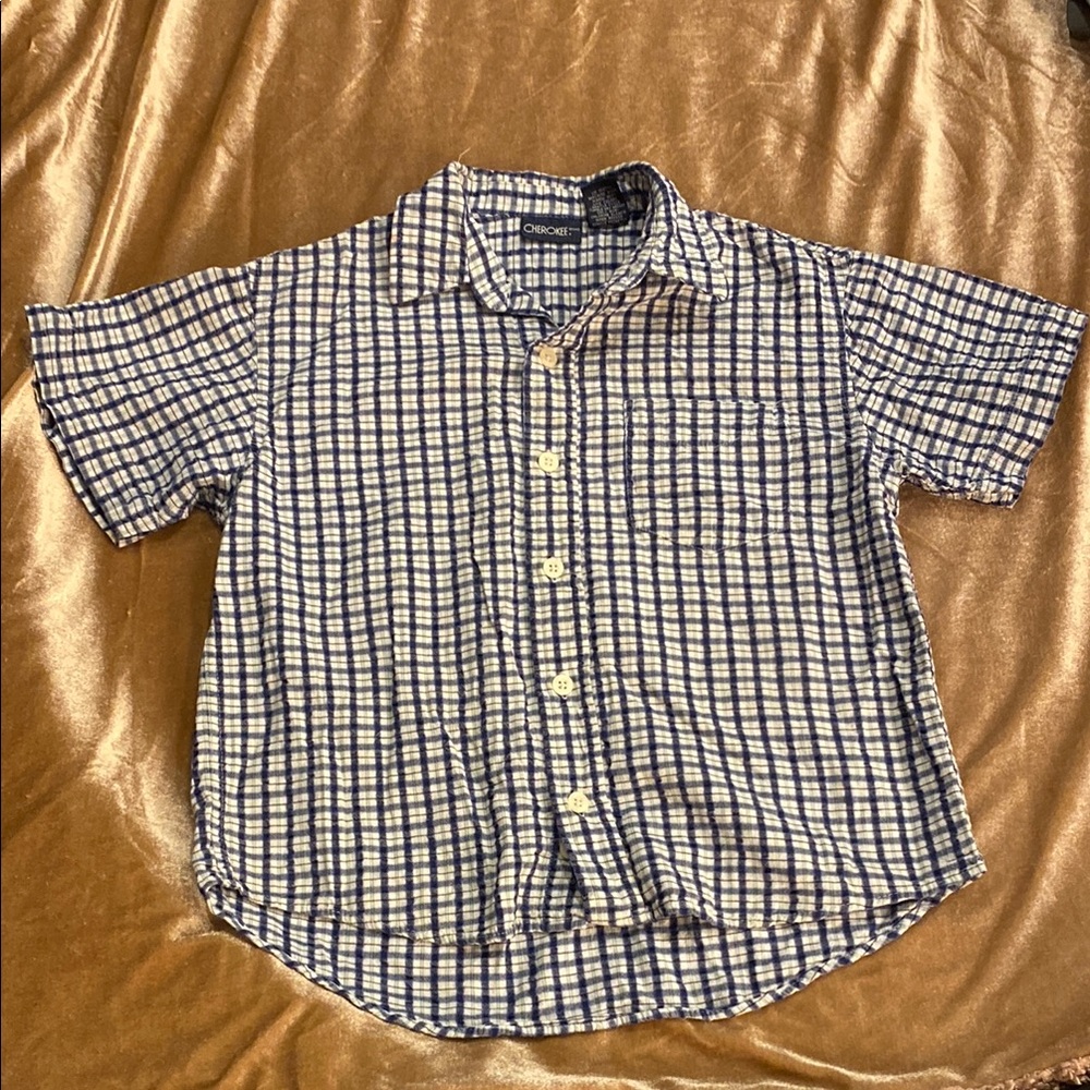 Cherokee Blue and White Button Down Shirt for Casual Wear
